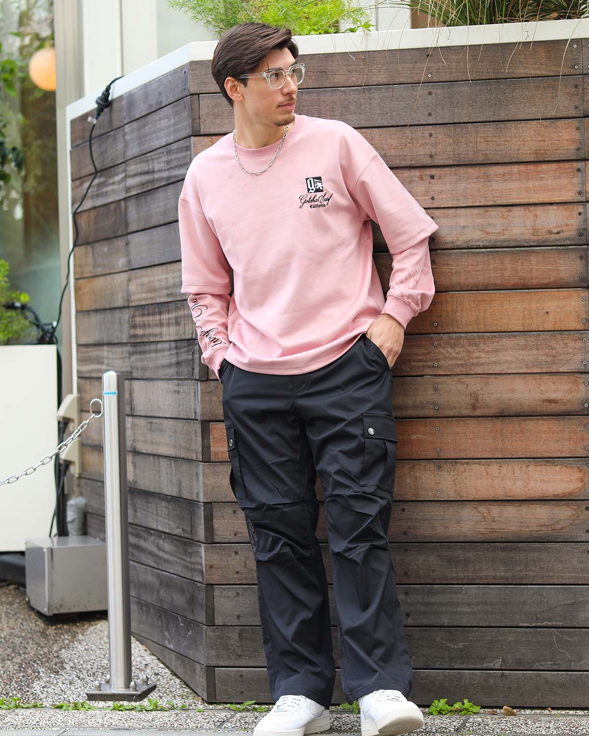 ポリスウェード フェイク レイヤード ロンT