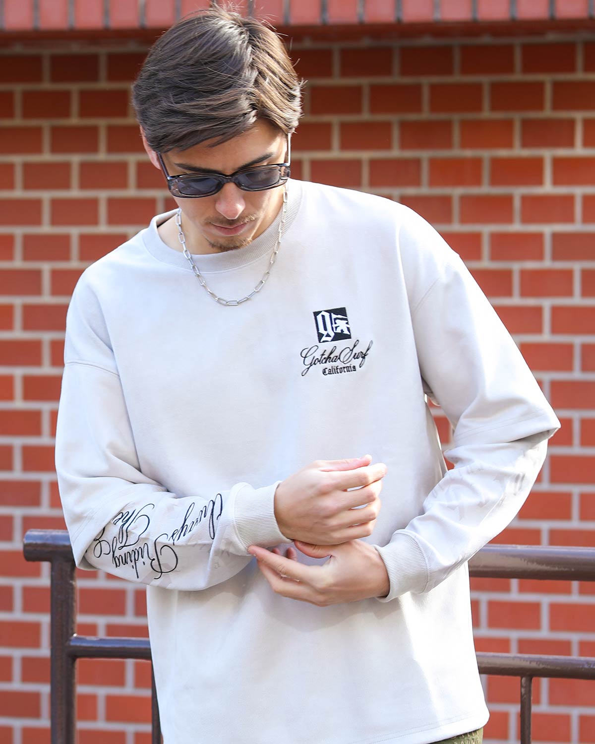 ポリスウェード フェイク レイヤード ロンT