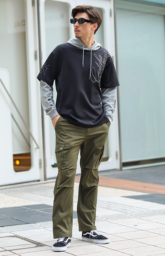 ベーシック レイヤード ロンT パーカー