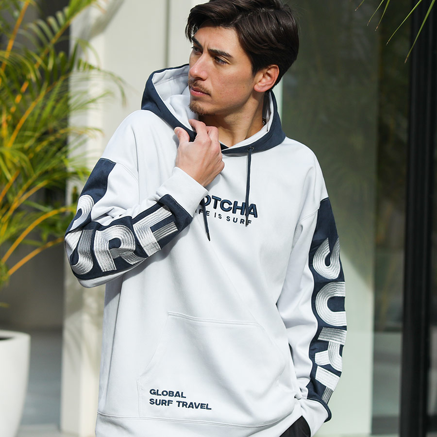 撥水 ポリスウェード カラーブロック プルパーカー