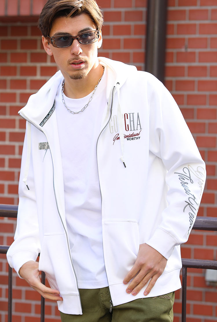 グラデ メタリック ダンボール ニット ジップパーカー