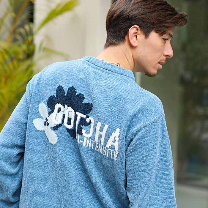 静電気防止 フラワーモールニット セーター