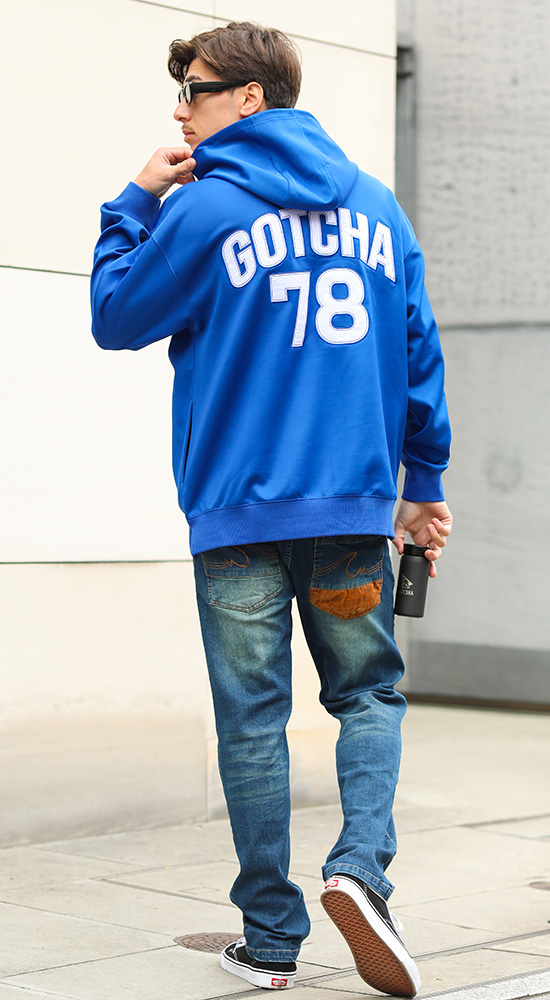 ワンポイント シャーク リブ ハイネック プルパーカー