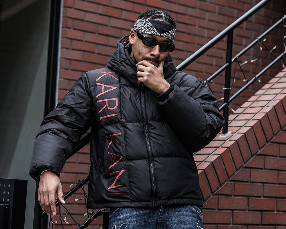 KARL KANI BLACK RED DOWN JACKET ブラックレッド ダウンジャケット