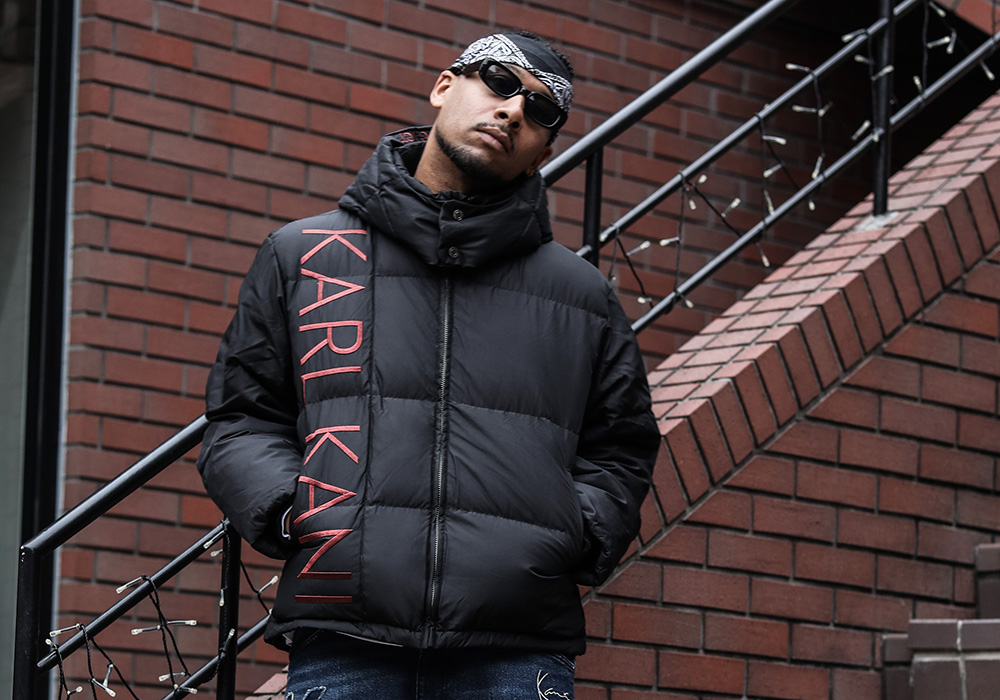 KARL KANI BLACK RED DOWN JACKET ブラックレッド ダウンジャケット