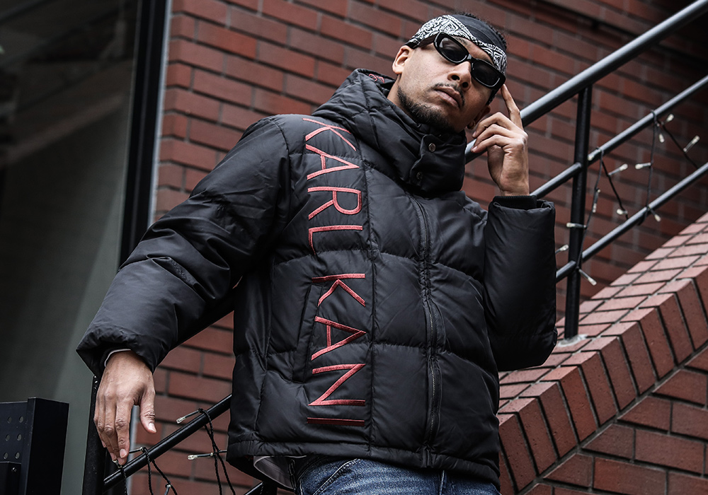 KARL KANI BLACK RED DOWN JACKET ブラックレッド ダウンジャケット