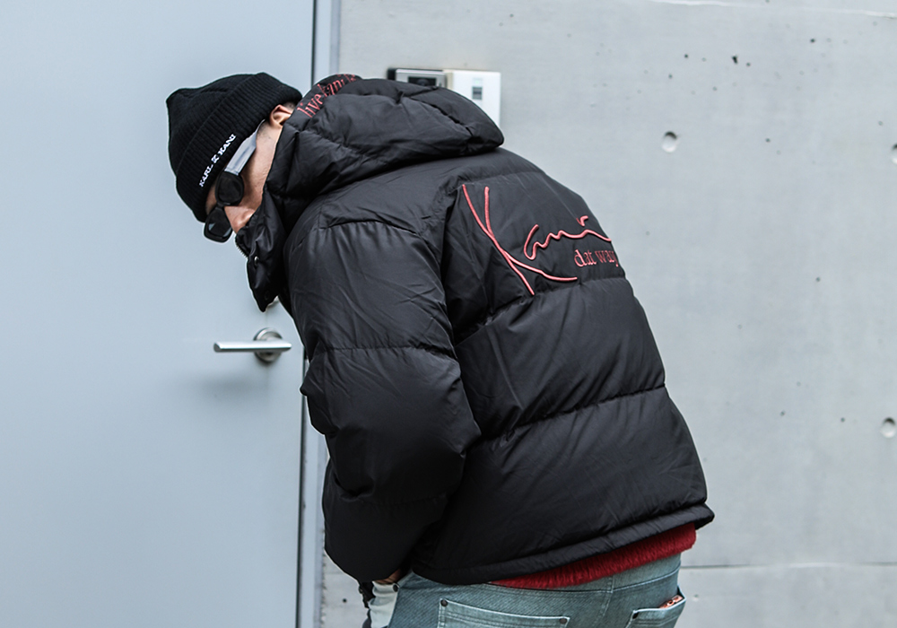 KARL KANI BLACK RED DOWN JACKET ブラックレッド ダウンジャケット
