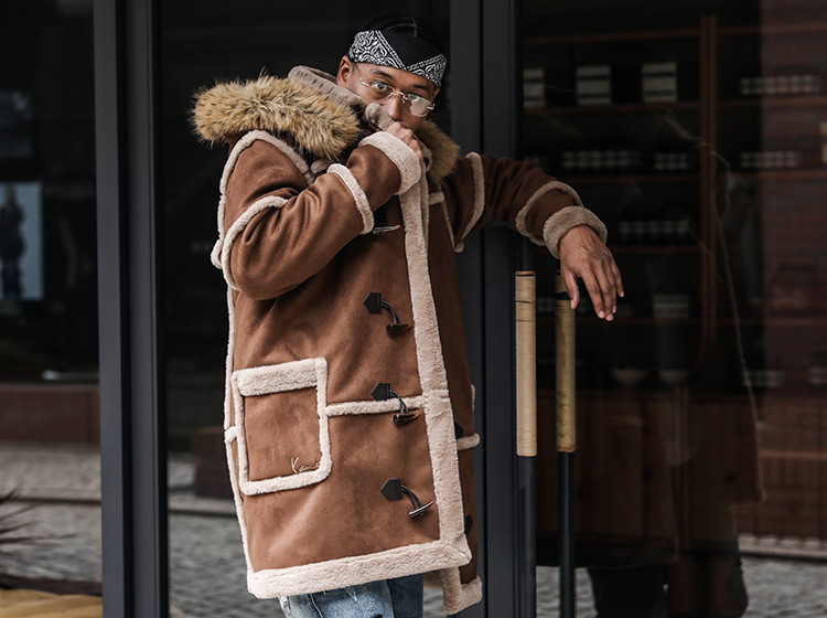ファーフード 脱着 フェイクムートン ロングコート