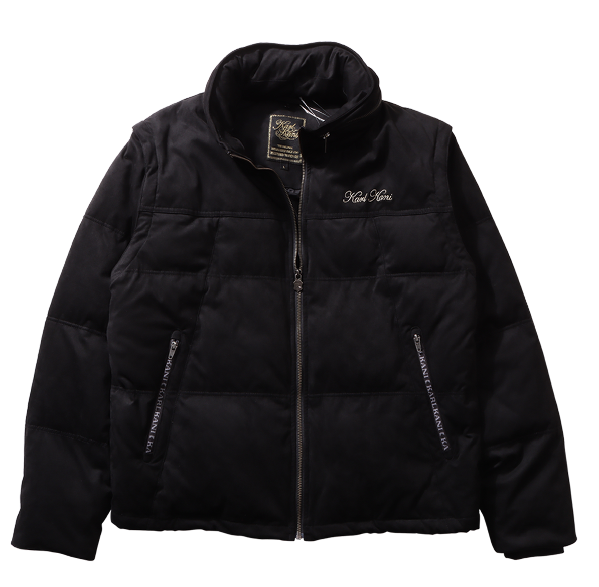 ポリスウェード Wフロント 袖脱着 ダウンジャケット