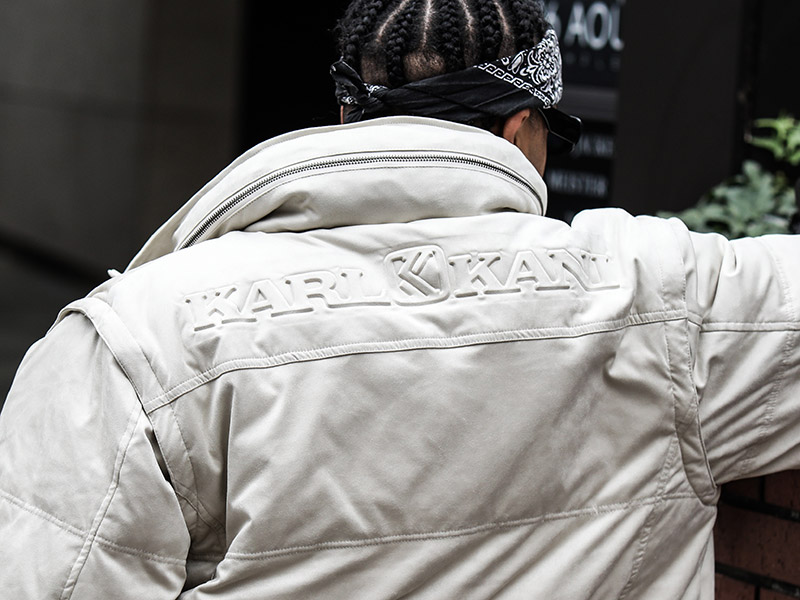 ポリスウェード Wフロント 袖脱着 ダウンジャケット