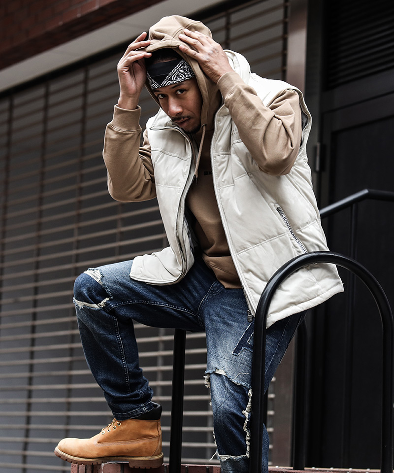 ポリスウェード Wフロント 袖脱着 ダウンジャケット