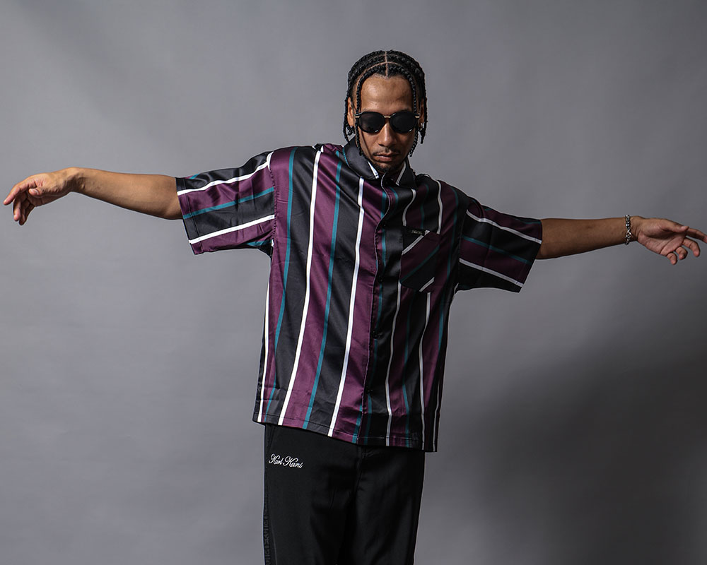 Sline ストライプ 開襟 シャツコーデ