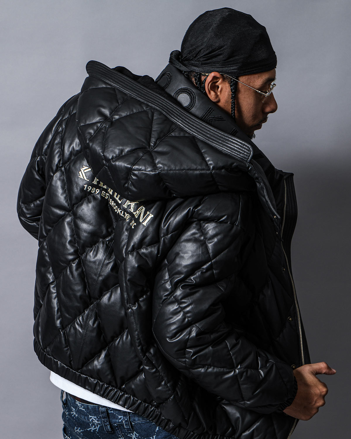 Premium フード脱着 本革 ダイヤ キルトダウン