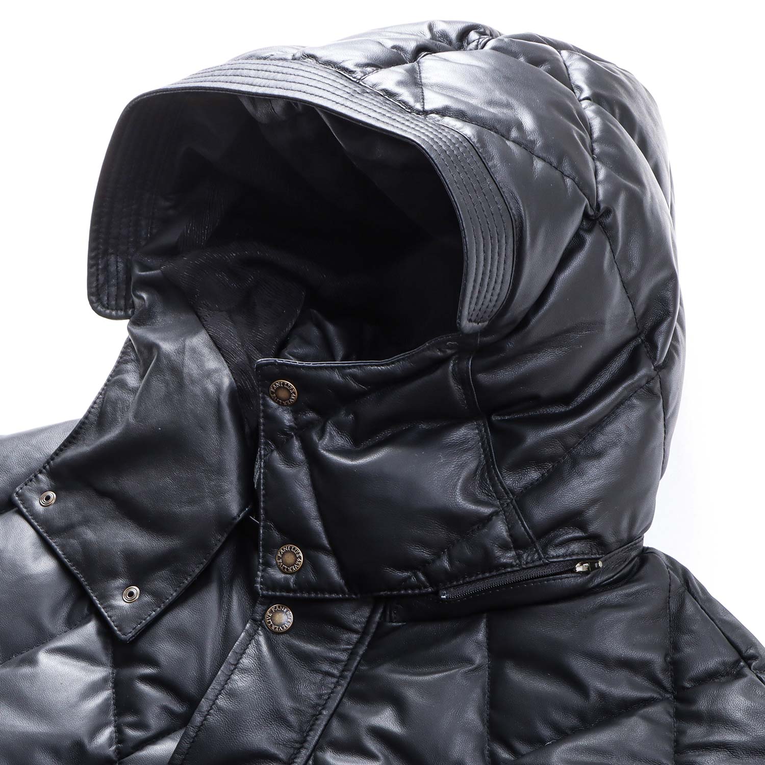 Premium フード脱着 本革 ダイヤ キルトダウン