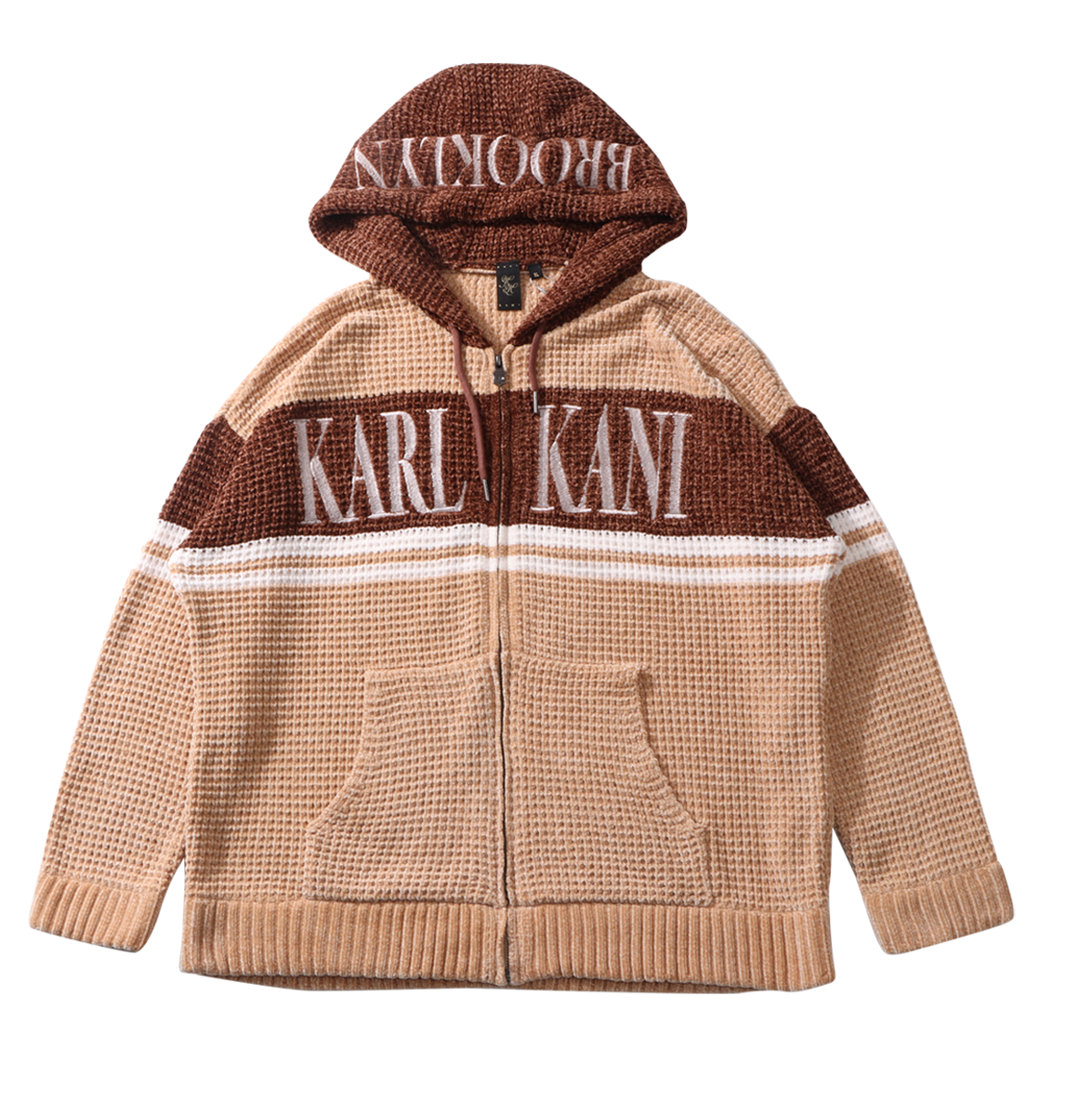 静電気防止 カラー切替 ニット フルジップ パーカー