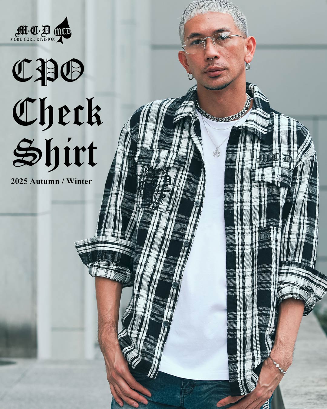 チェック ドロップショルダー CPO シャツ