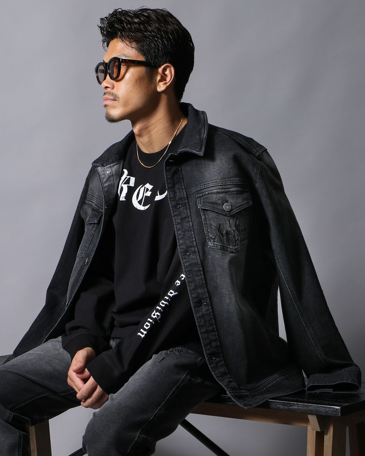 ストレッチ ブラック デニムジャケット