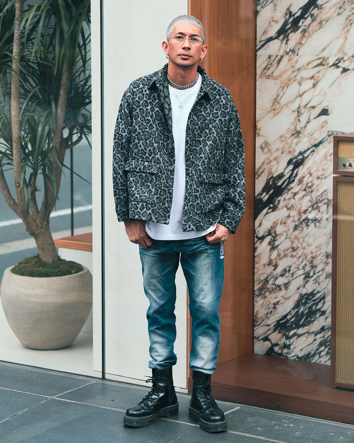 レオパード シャギー シャツ ジャケット R