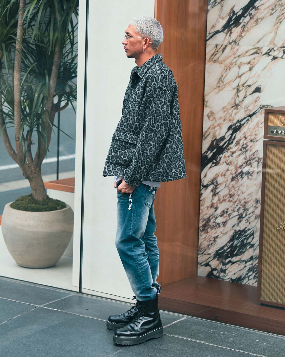 レオパード シャギー シャツ ジャケット R