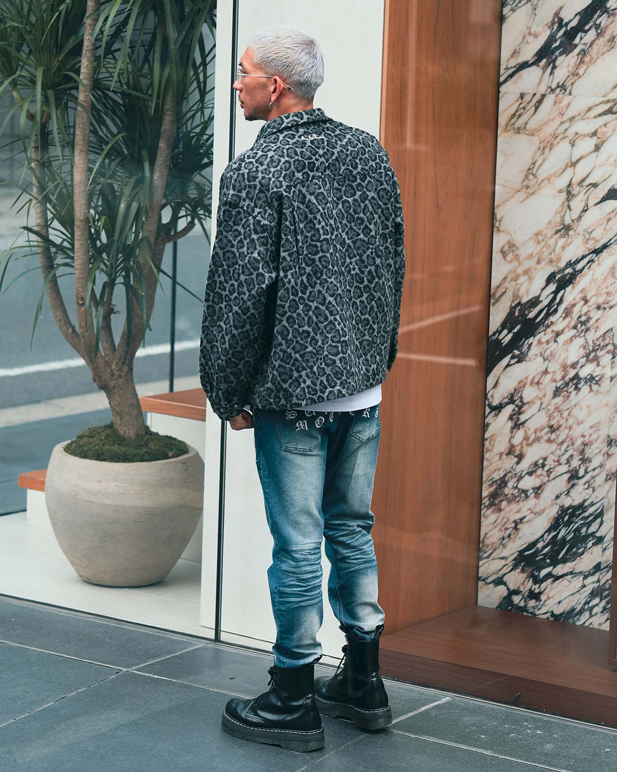 レオパード シャギー シャツ ジャケット R