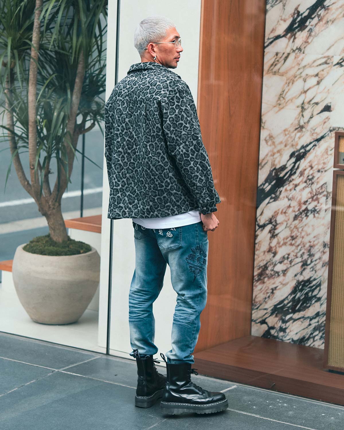 レオパード シャギー シャツ ジャケット R