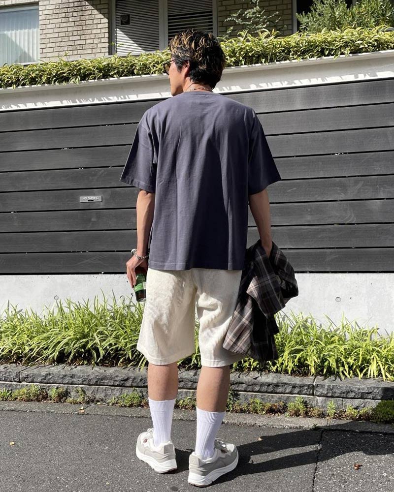 マルチストライプ ニット 開襟 ポロベージュスタイリング