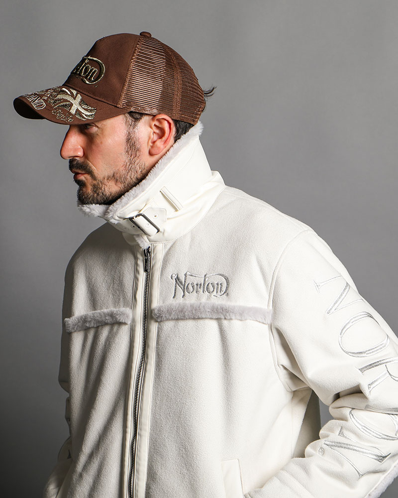 ビッグアームロゴ フェイクムートン ジャケット