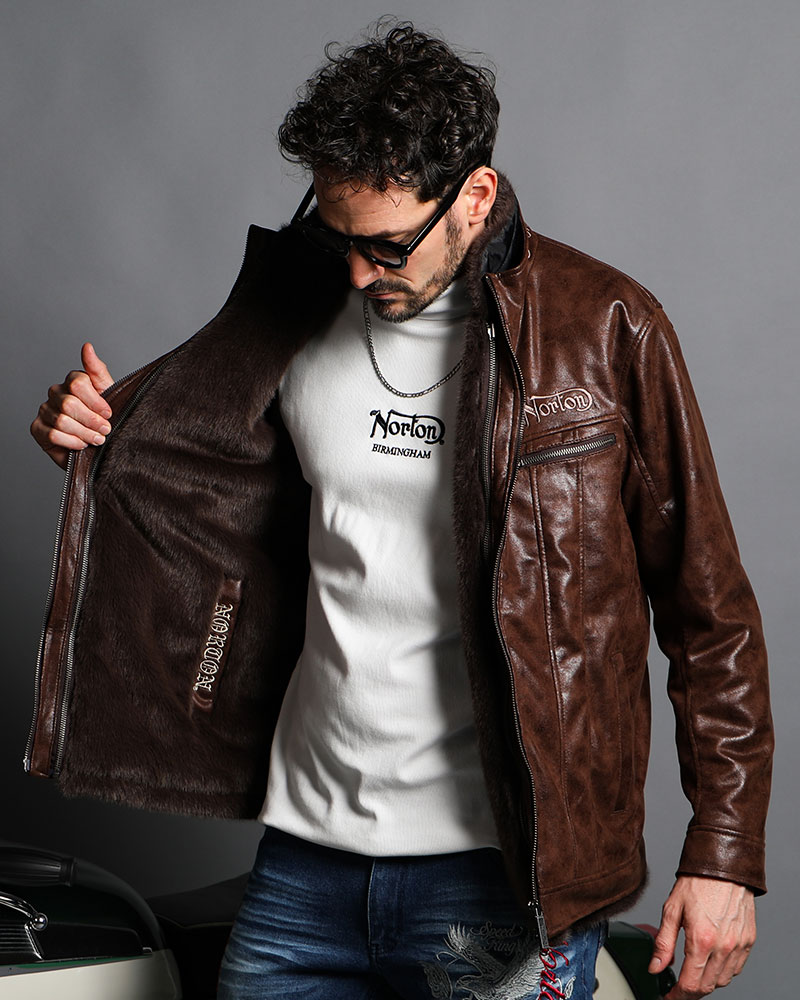 ライナーベスト付 ムラ PU ライダース