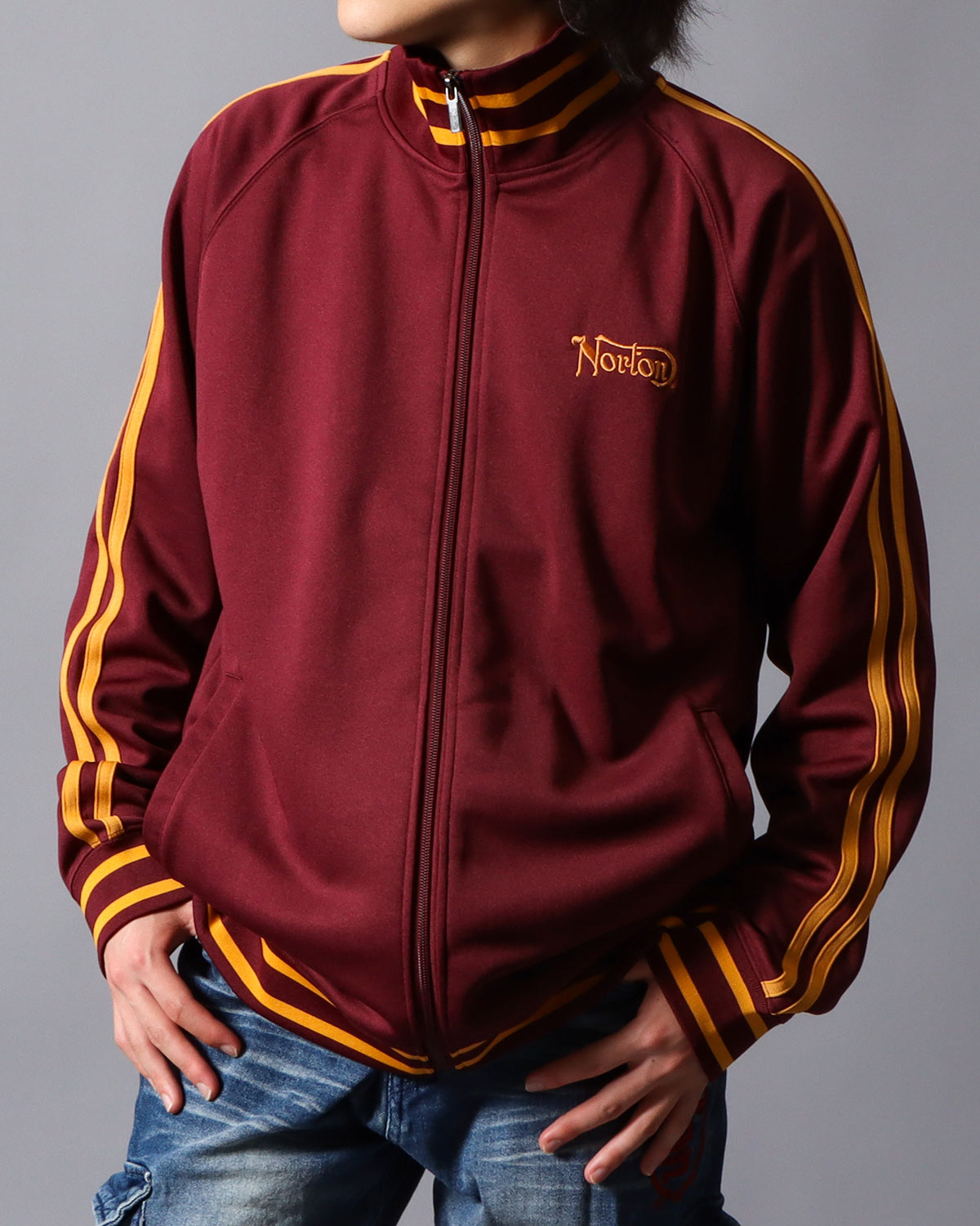 4段 スムース トラックジャケットワイン正面