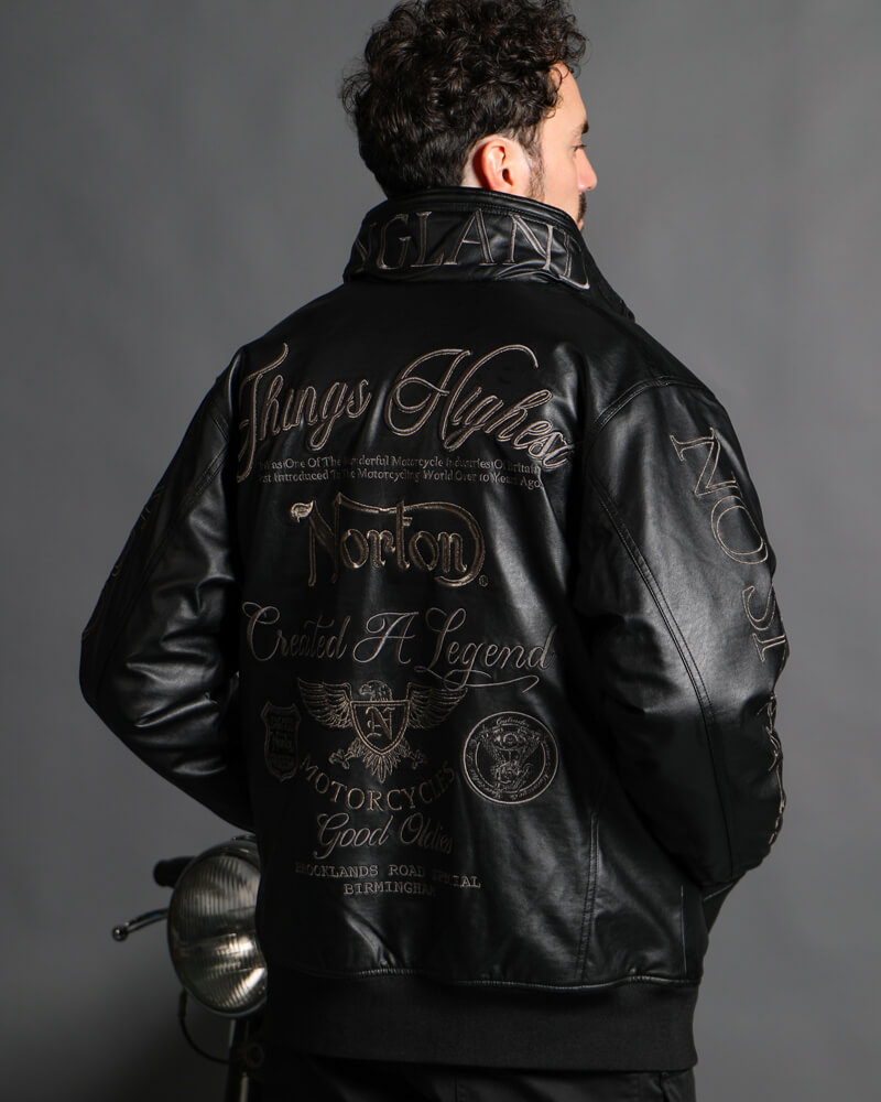 PUレザー ボリュームネック 中綿 ジャケット