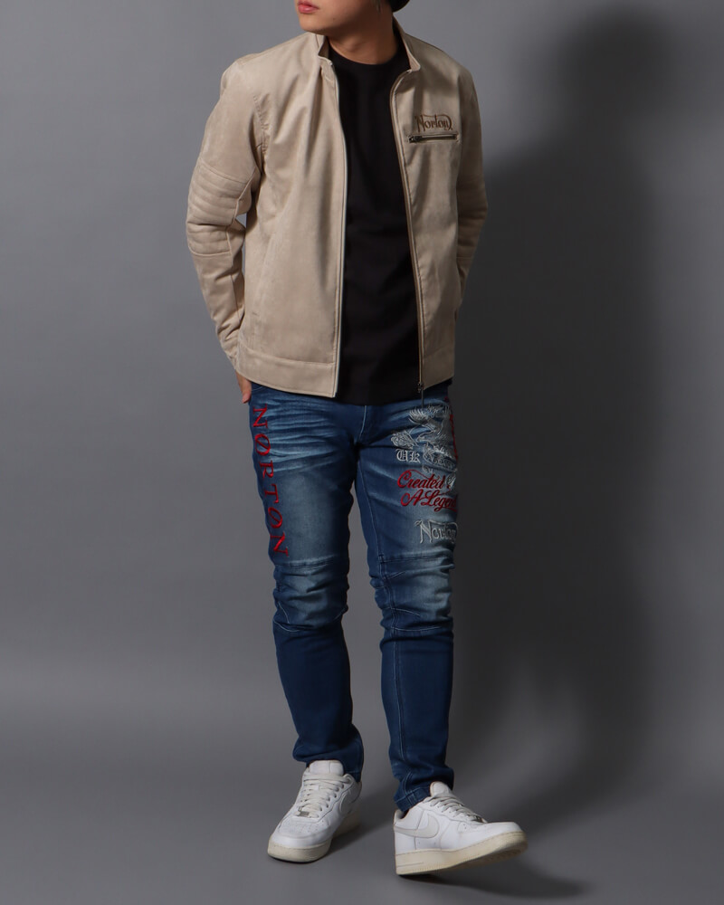 フェイクスウェード シングルライダース ジャケット