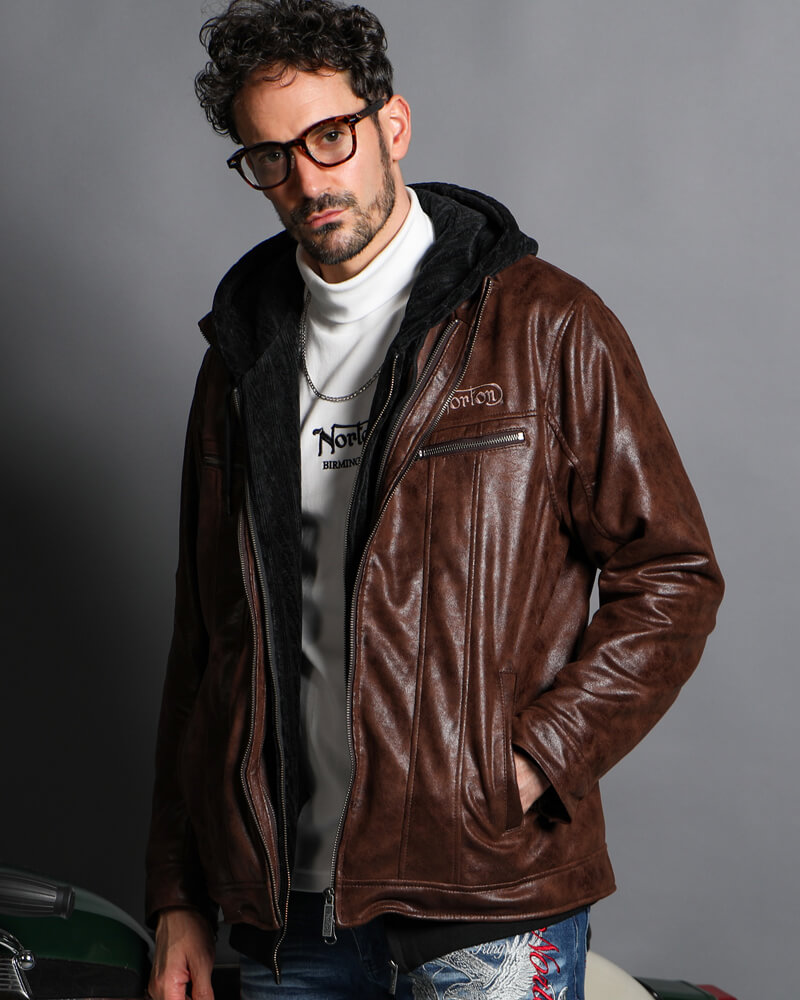 ライナーベスト付 ムラ PU ライダース