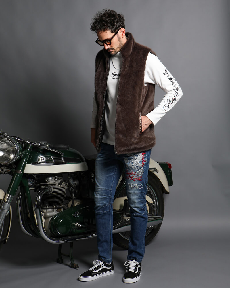 ライナーベスト付 ムラ PU ライダース