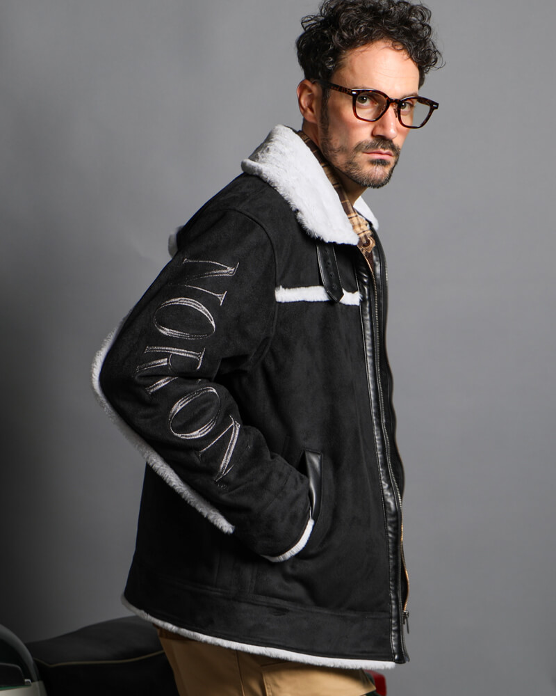 ビッグアームロゴ フェイクムートン ジャケット