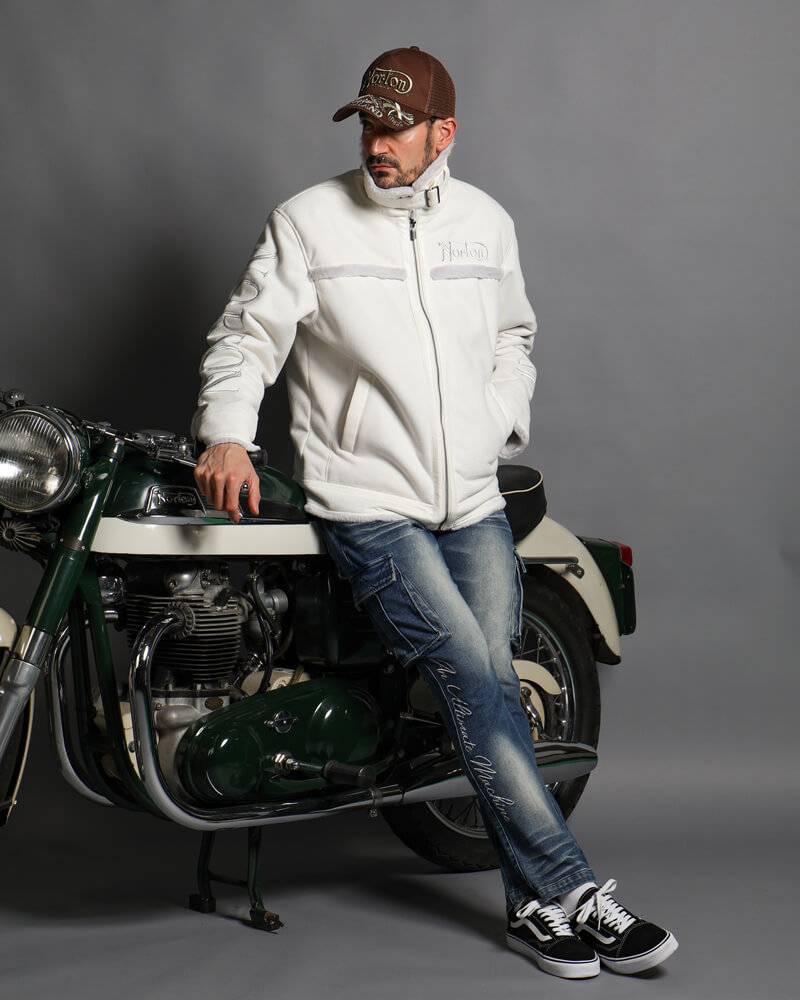 ビッグアームロゴ フェイクムートン ジャケット