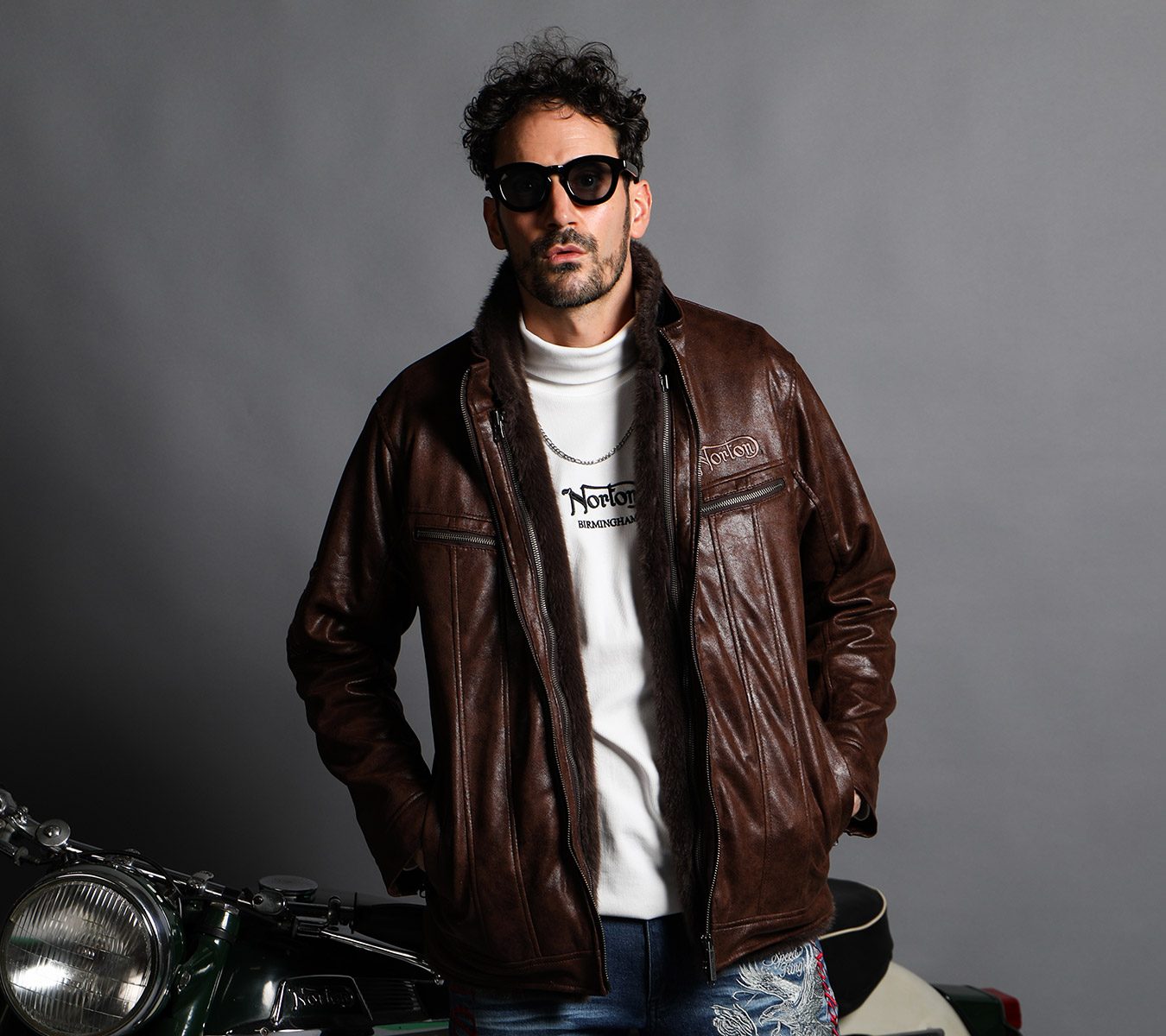 ライナーベスト付 ムラ PU ライダース