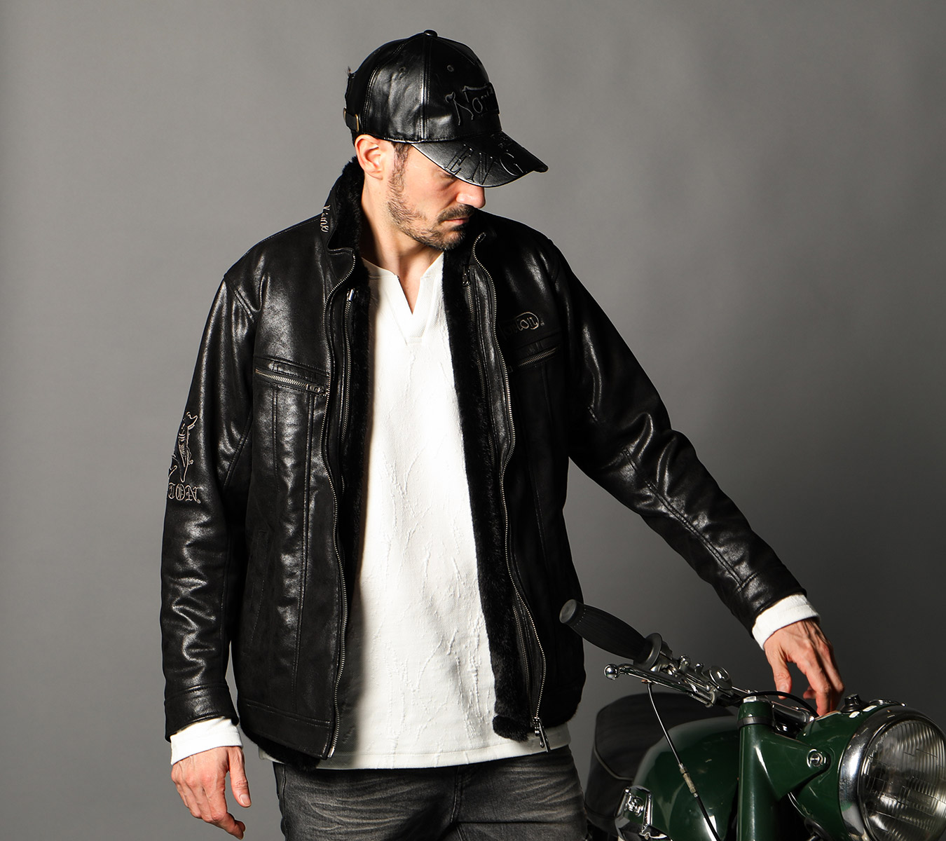 ライナーベスト付 ムラ PU ライダース