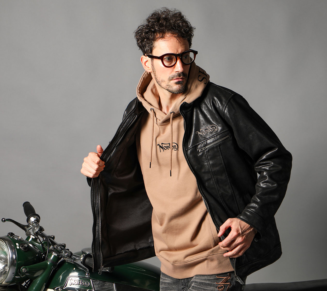 ライナーベスト付 ムラ PU ライダース