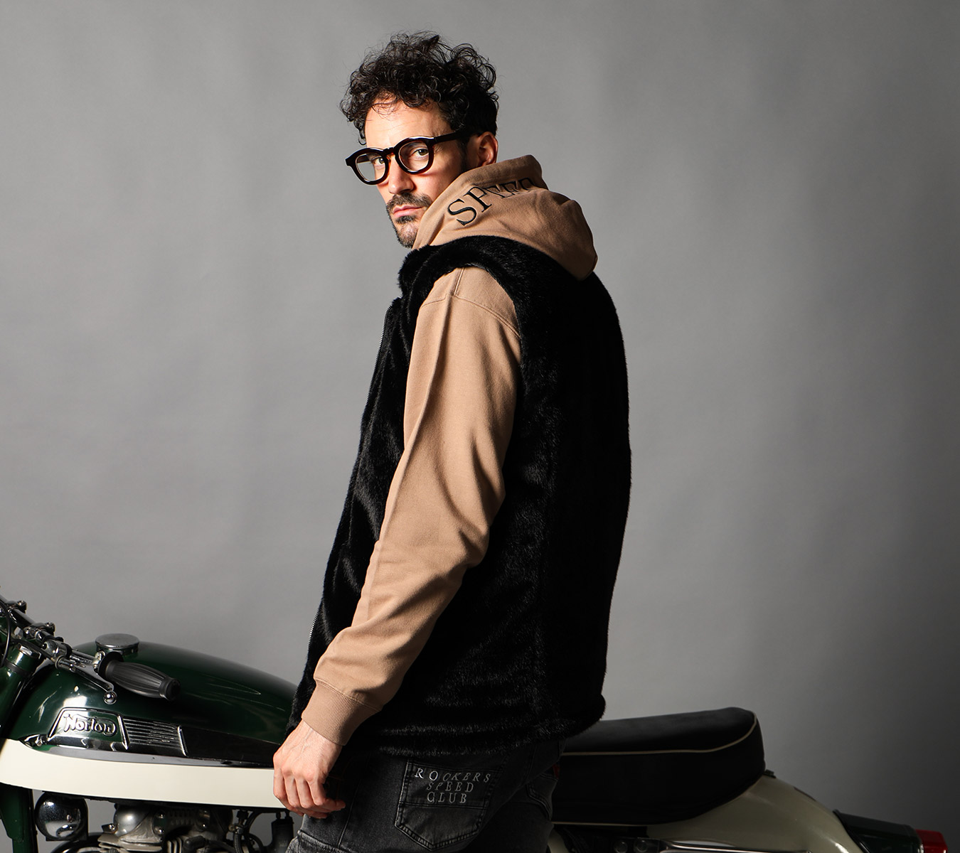 ライナーベスト付 ムラ PU ライダース