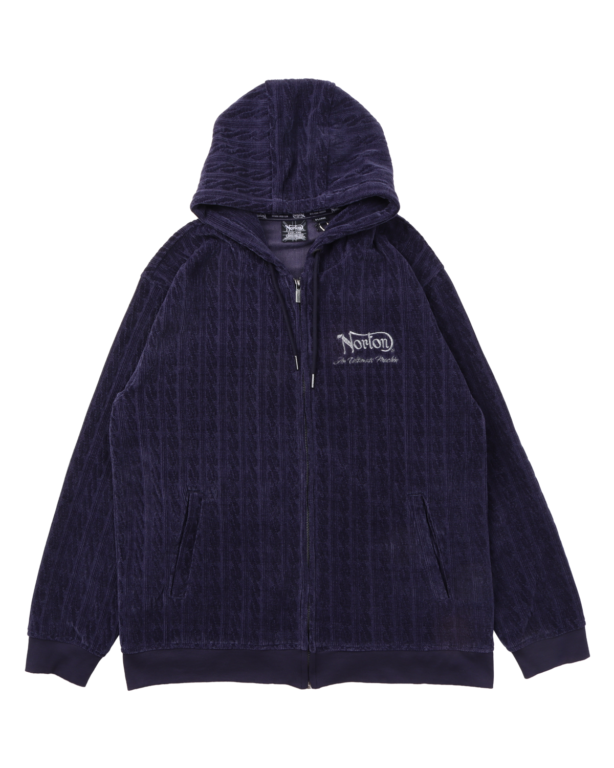 ベロア メタリック刺繍 フルジップ パーカー