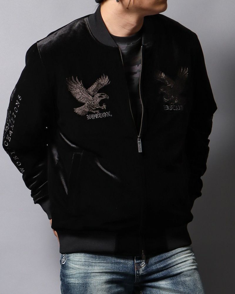 UNDERAIR アンダーエアー スカジャン XL 刺繍ロゴ ベロア Y2K Norton Eagle velour Sukajan – PEET ONLINE STORE