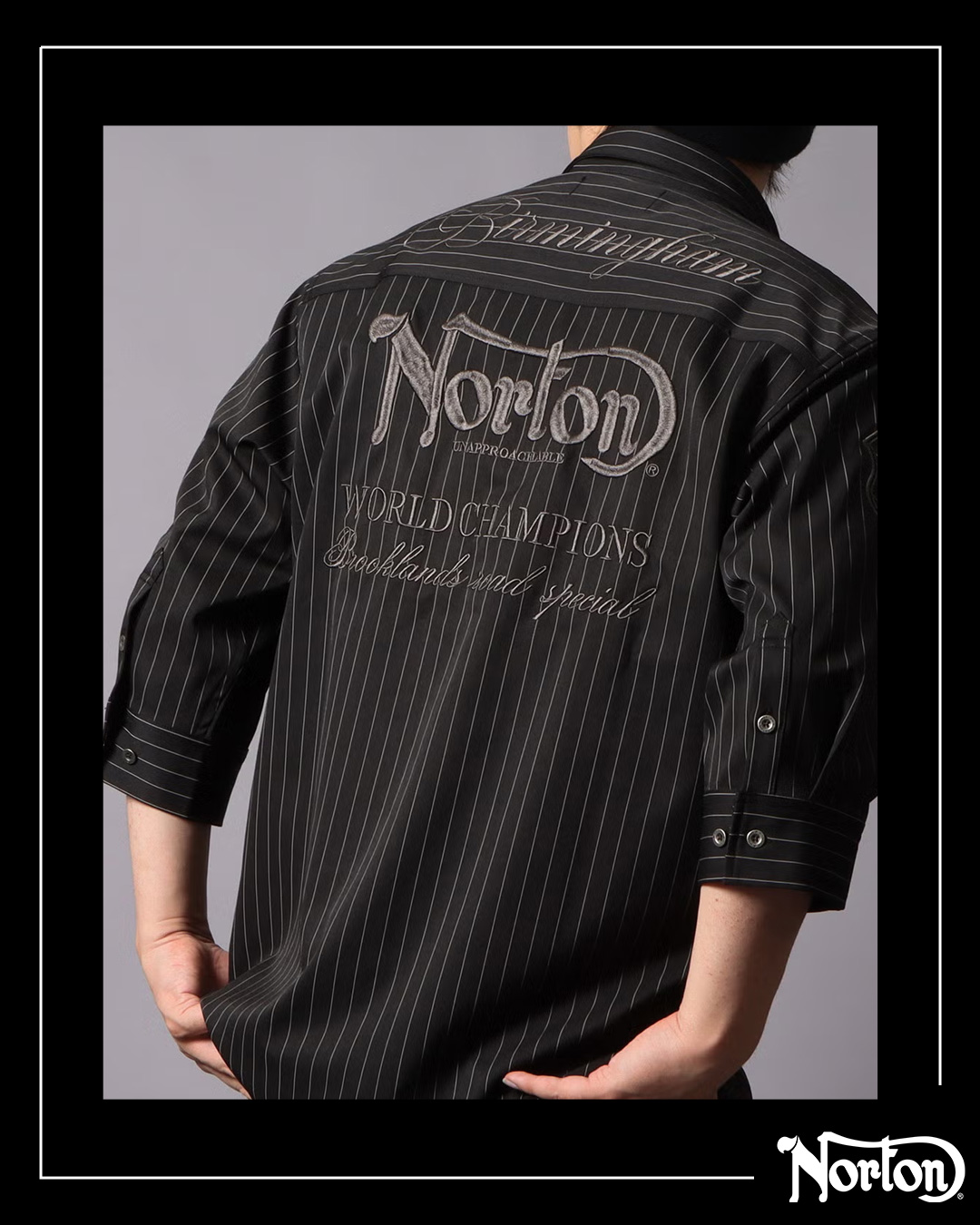 ストレッチ ピンストライプ 7分袖 シャツ