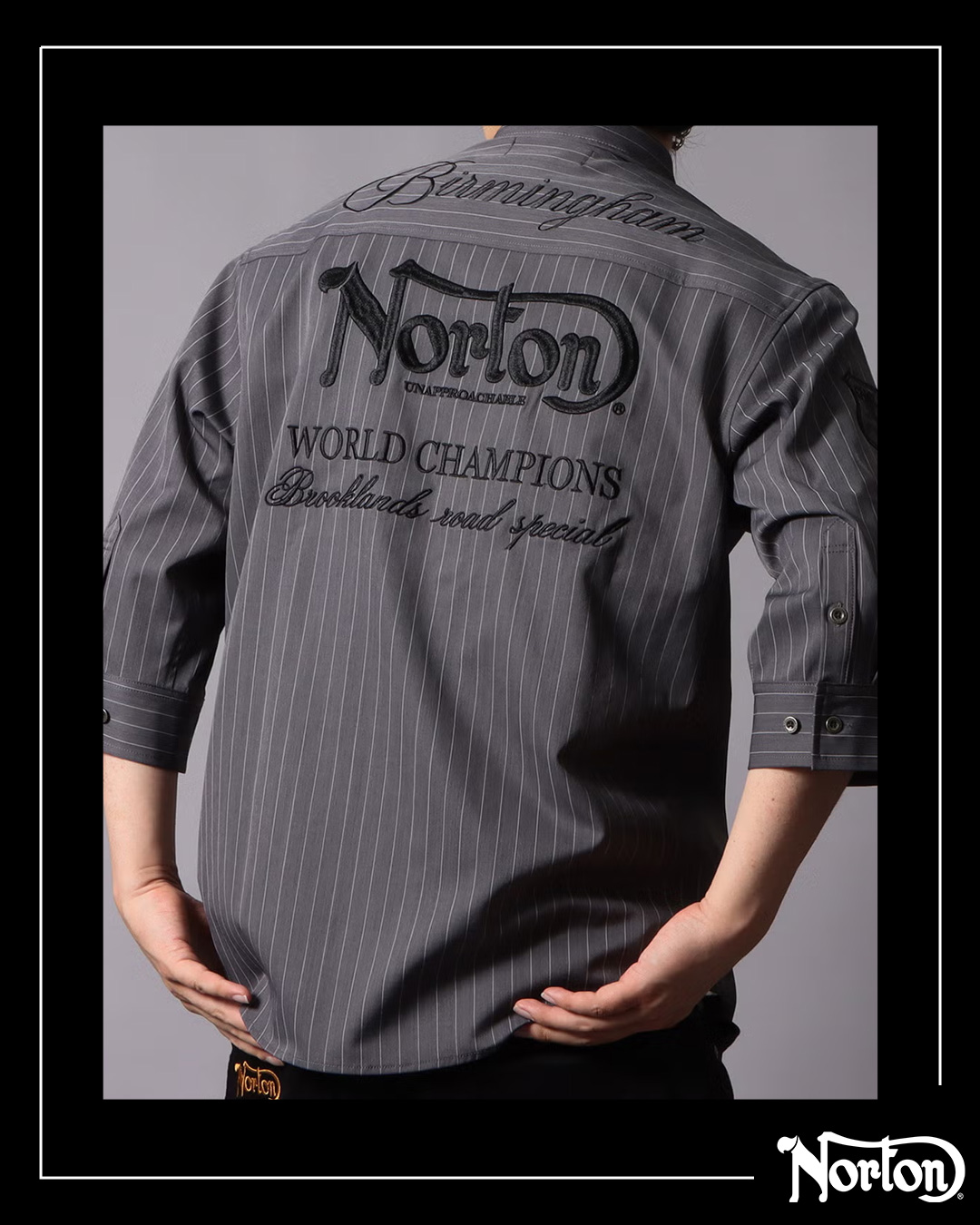 ストレッチ ピンストライプ 7分袖 シャツ