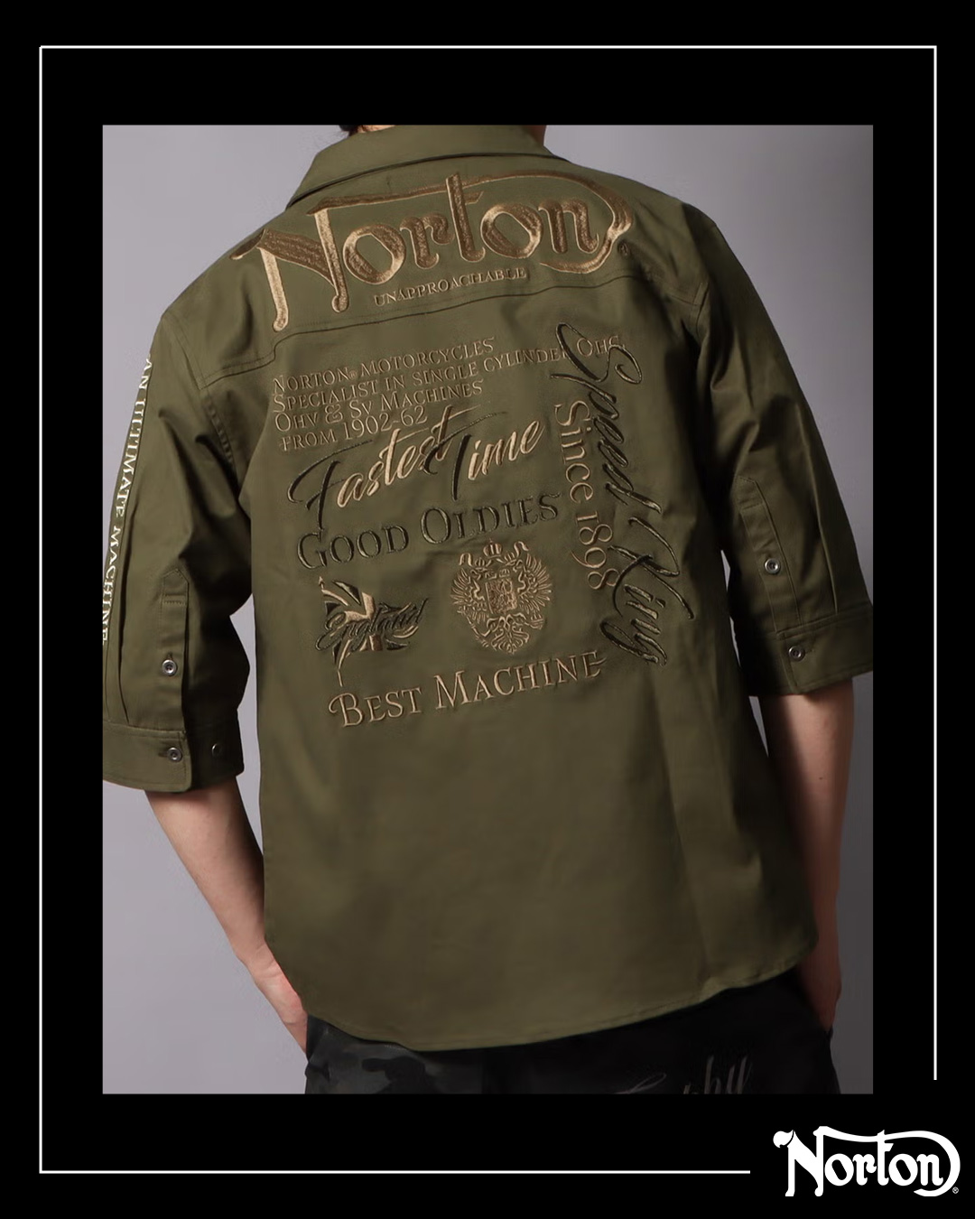 ストレッチ ショルダー ライン ミリタリー 7分袖 シャツ