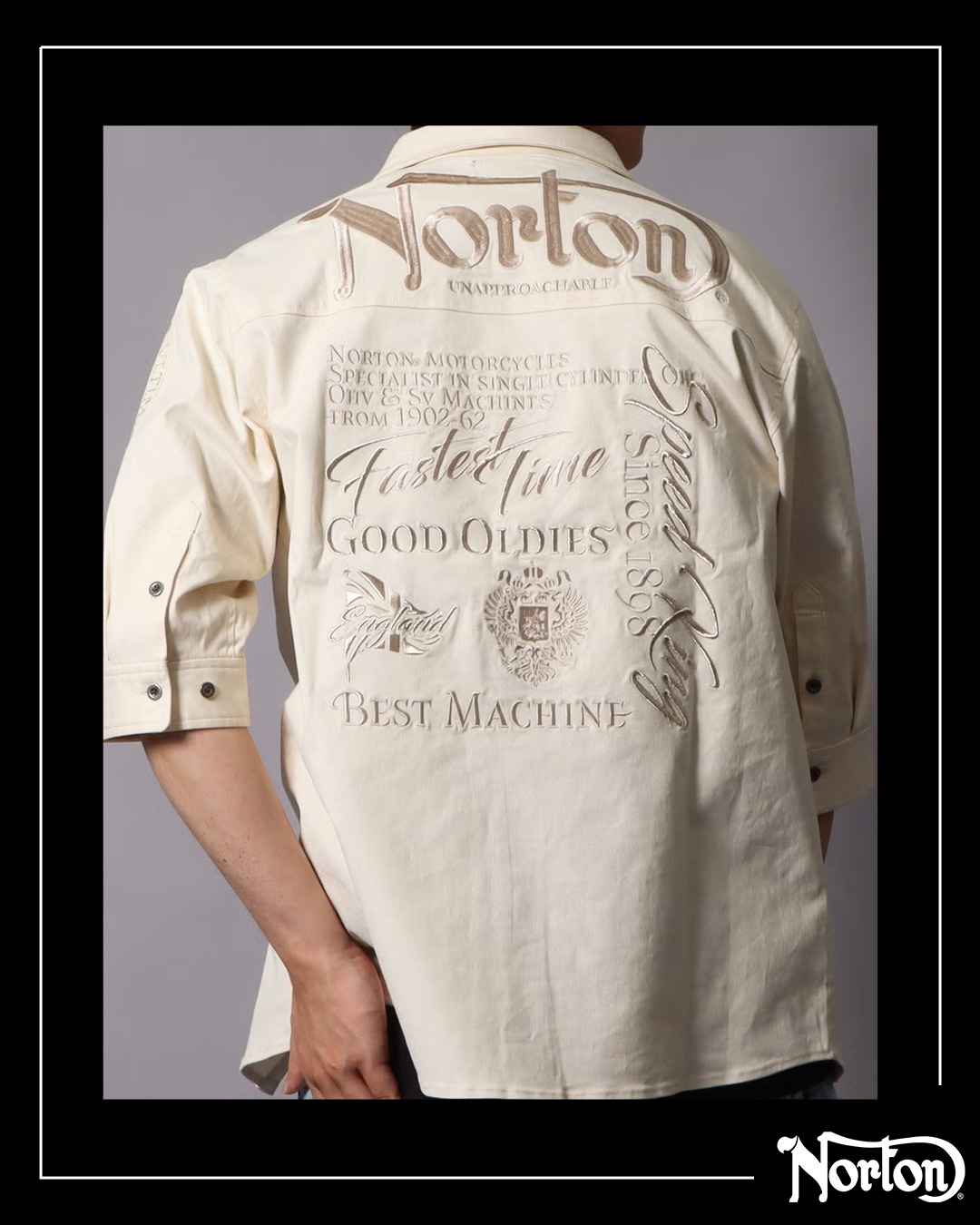 ストレッチ ショルダー ライン ミリタリー 7分袖 シャツ