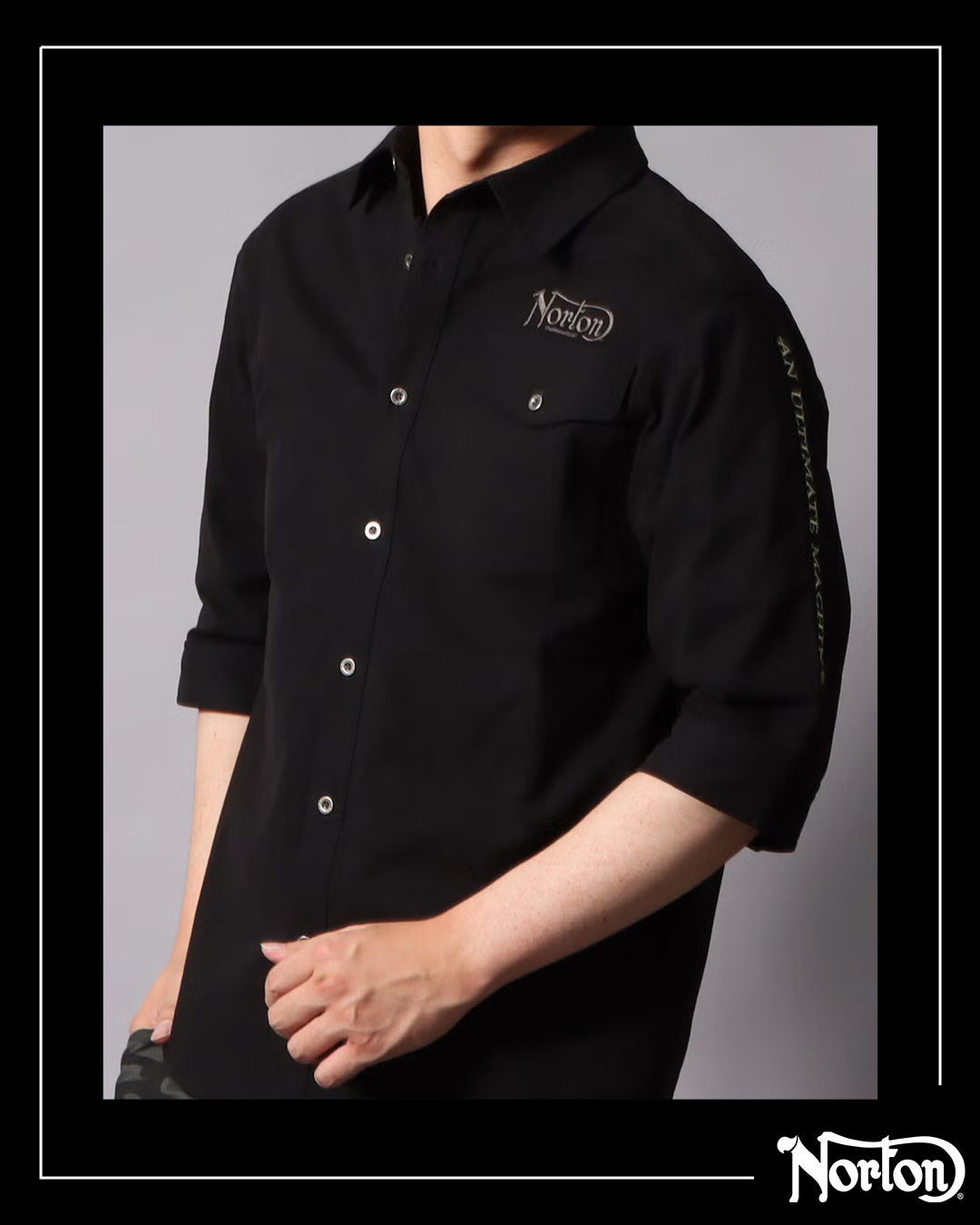 ストレッチ ショルダー ライン ミリタリー 7分袖 シャツ