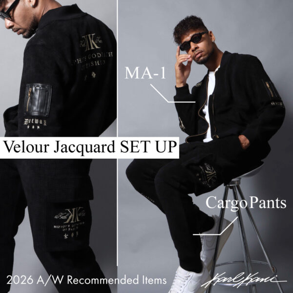 MA-1&Cargo Pants Velour Jacquard SET UP